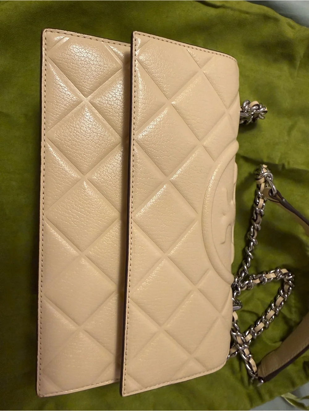 Tory Burch Small Fleming Shoulder Bag in vanilla soft serve color